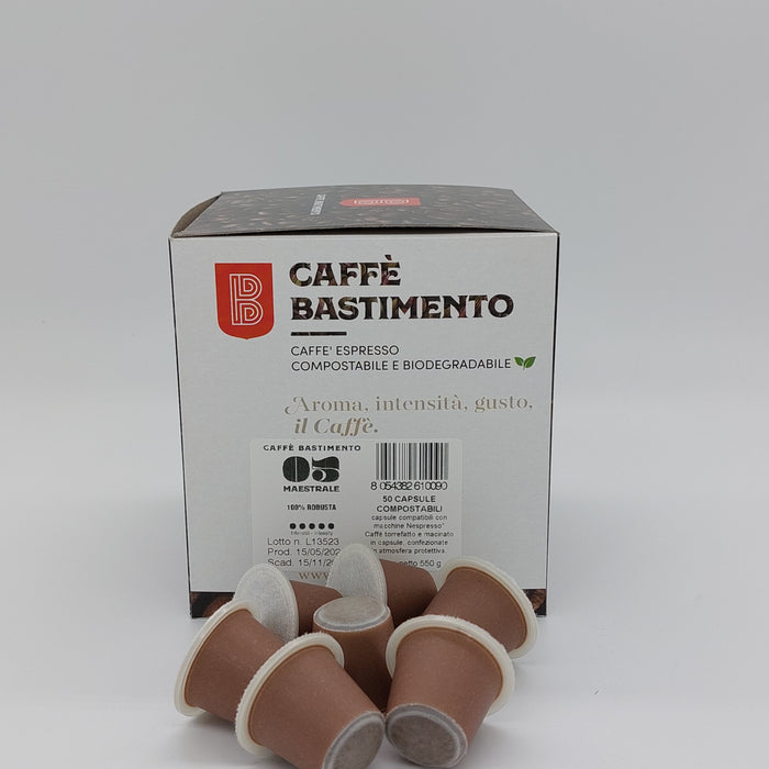 MAESTRALE BOX DA 50 CAPSULE 100% ROBUSTA COMPOSTABILI COMPATIBILI * NESPRESSO