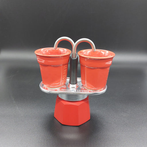 MOKA 2 TAZZE IN CERAMICA ROSSO (SET MINI EXPRESS)