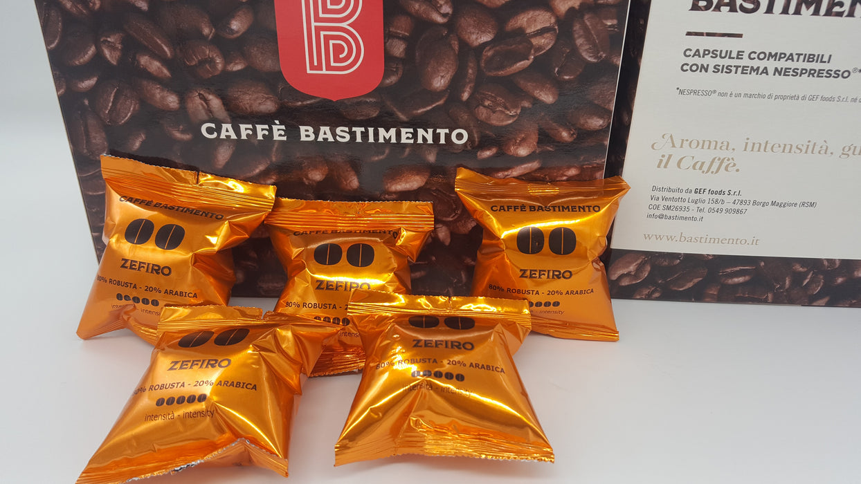 Zefiro Capsule compatibili Nespresso caffè TOP  Box da 50 capsule  80% arabica 20% robusta