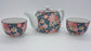 TEA SET FLOWER PATTERN BLACK X2